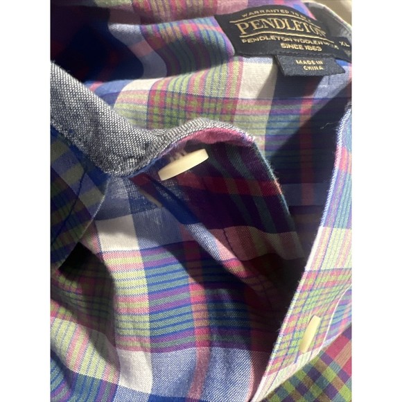 Pendleton Shirt Mens XL Blue Green Plaid Button‎ Up Cotton Outdoors Surf - Picture 7 of 7